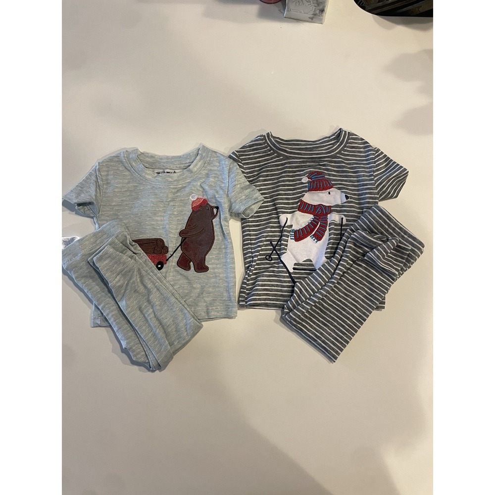 Mick Mack Holiday 4 Pcs Pajamas Polar Bear Short Sleeve Super Soft Light 12m